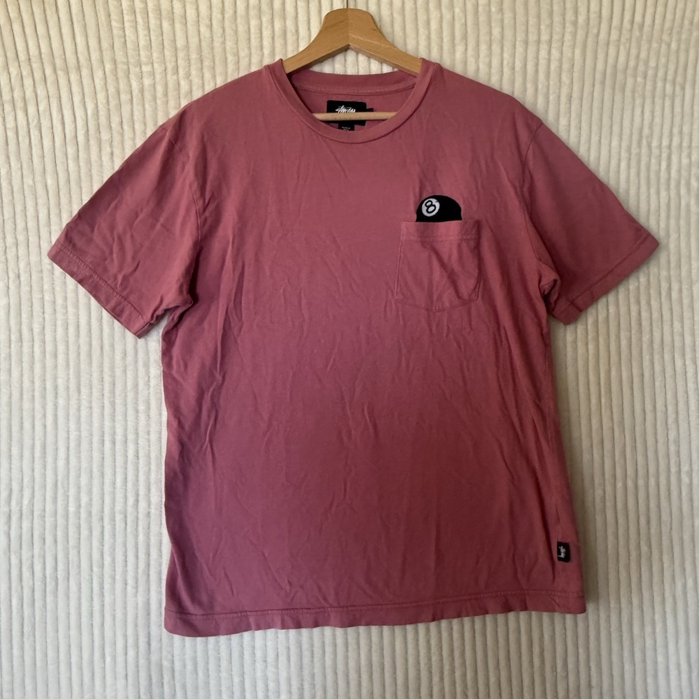 Stussy Shirt Mens Sz Small Mauve 8 Ball Pocket Graphic Classic Streetwear Tee - Picture 10 of 11